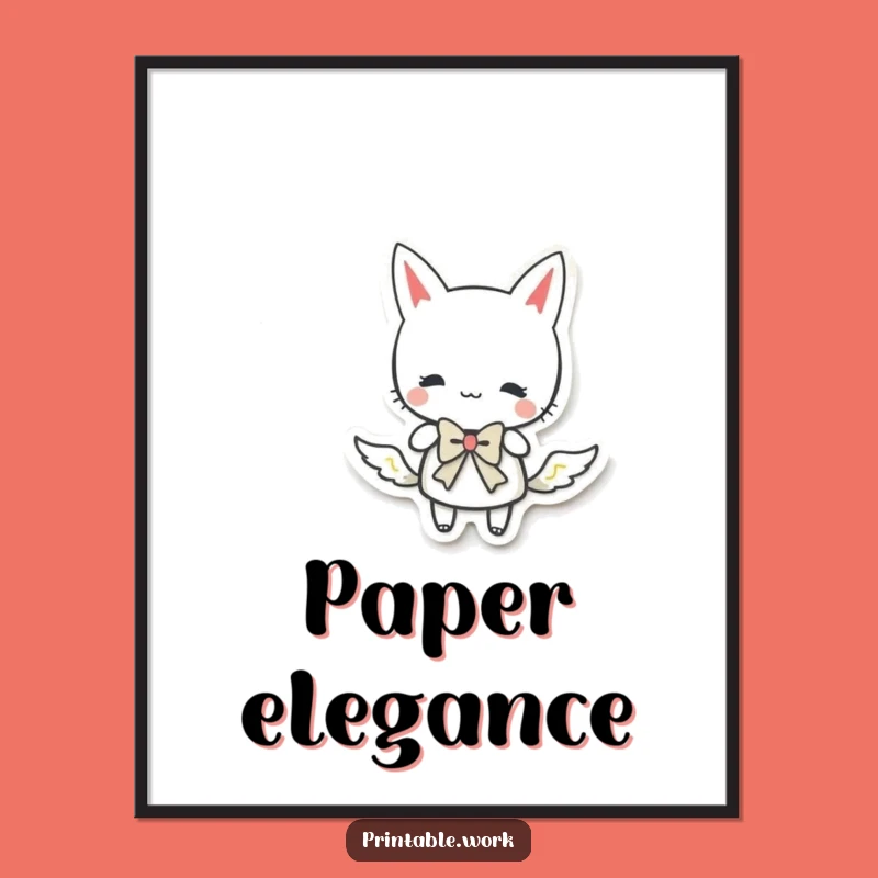 Funny Paper Character Curtsy Digital Art: Instant Elegant Decor
