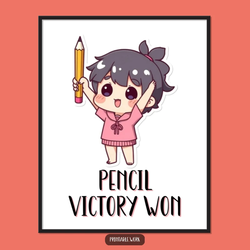Funny Used Pencil Digital Art Print - Minimalist Humor for Your Walls