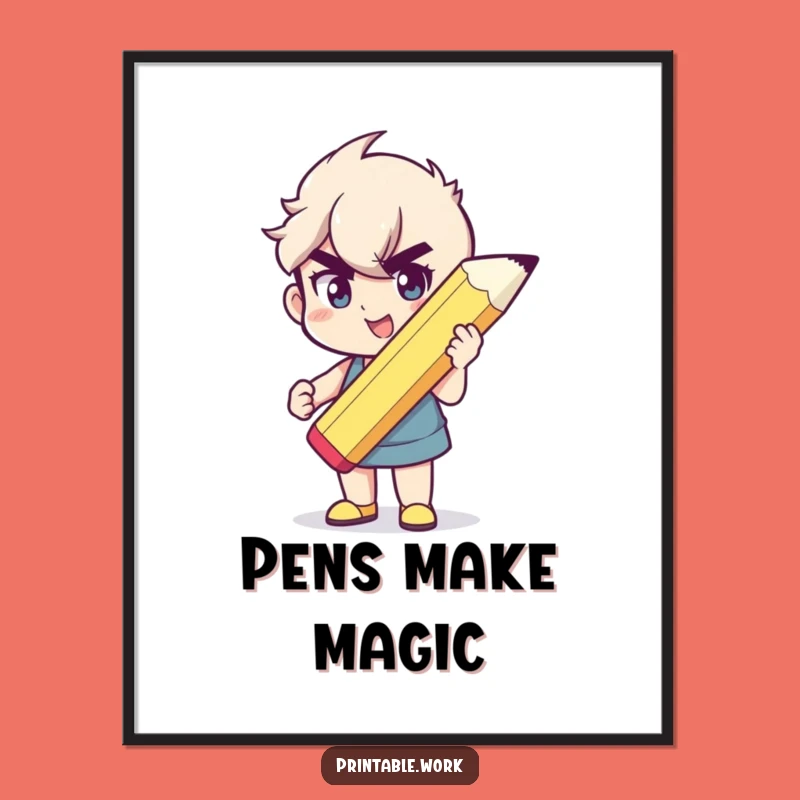 Funny Giant Pencil Digital Art: Printable Inspiration for Your Creative Space