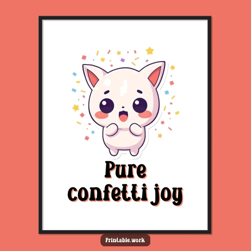 Funny Surprise Kawaii Confetti Digital Art - Instant Joyful Wall Decor Print