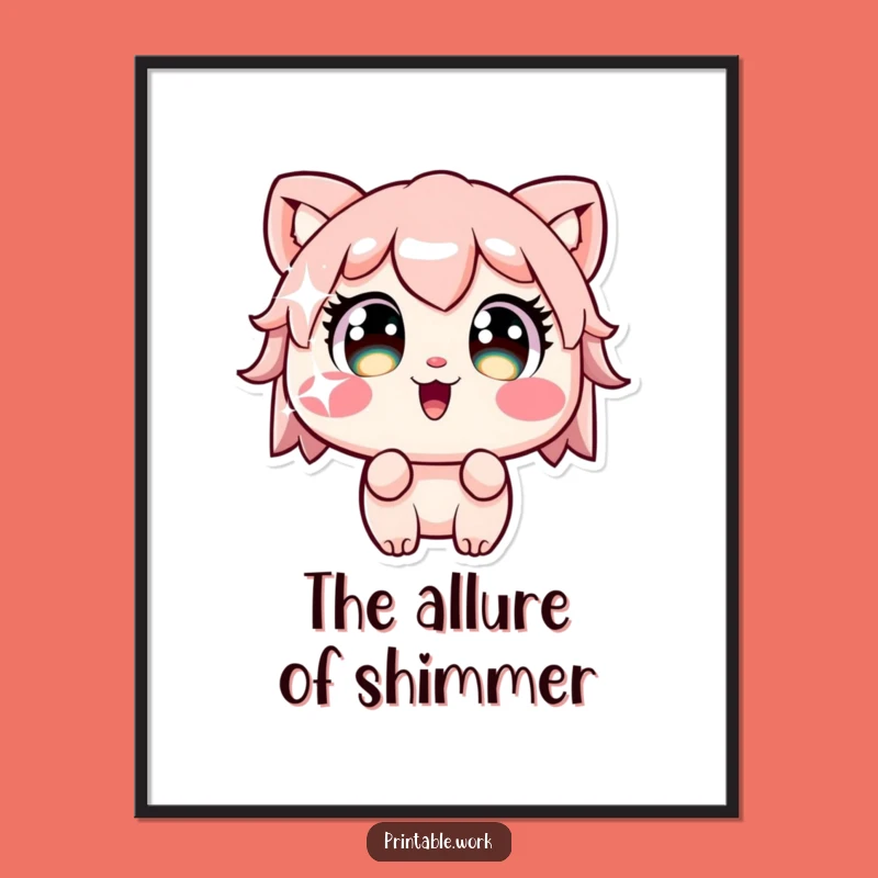 Funny Kawaii Sticker Stare Digital Print - Instant Wonder Decor!