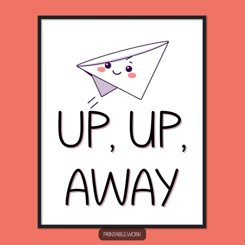 Funny Paper Airplane Digital Art: Smiling Flyer, Instant Download