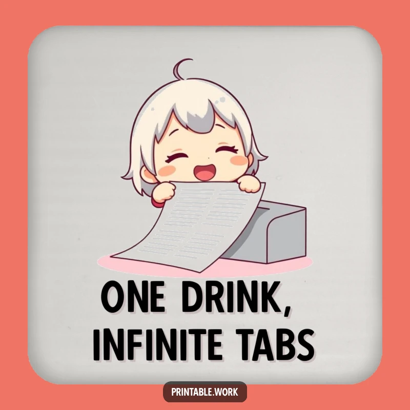 Funny Giggling Coasters: Absurdly Long Document Printing Protection, A Perfect Funny Gift!