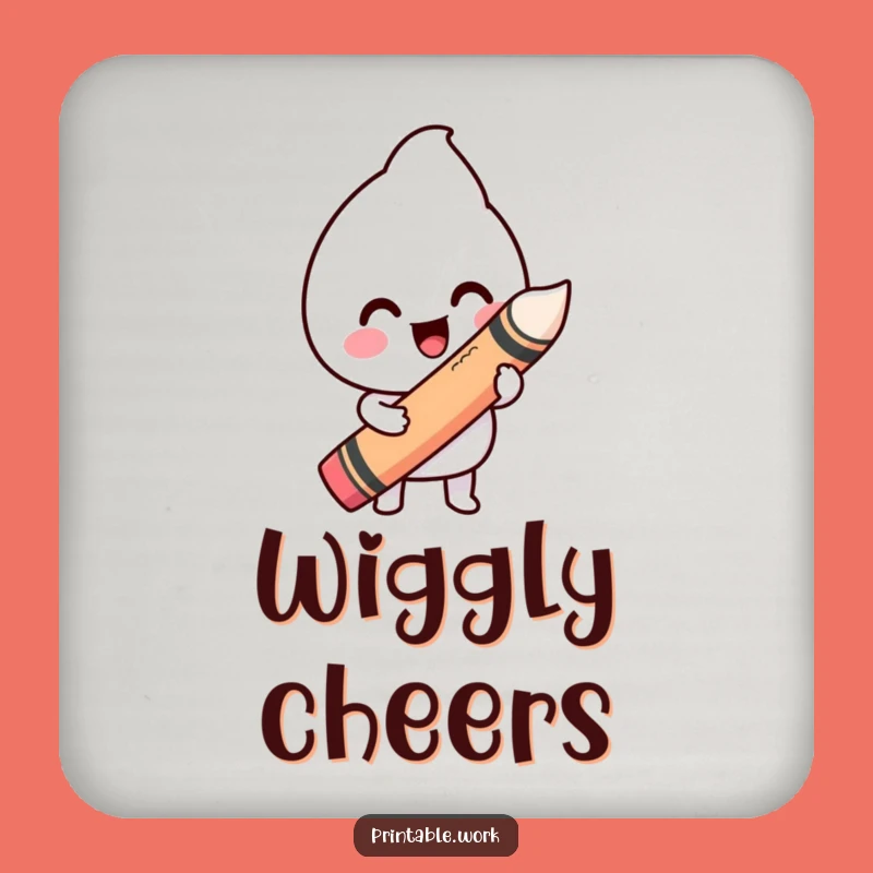 Funny Happy Kawaii Wiggly Line Crayon Coasters - Protect Surfaces with Art!