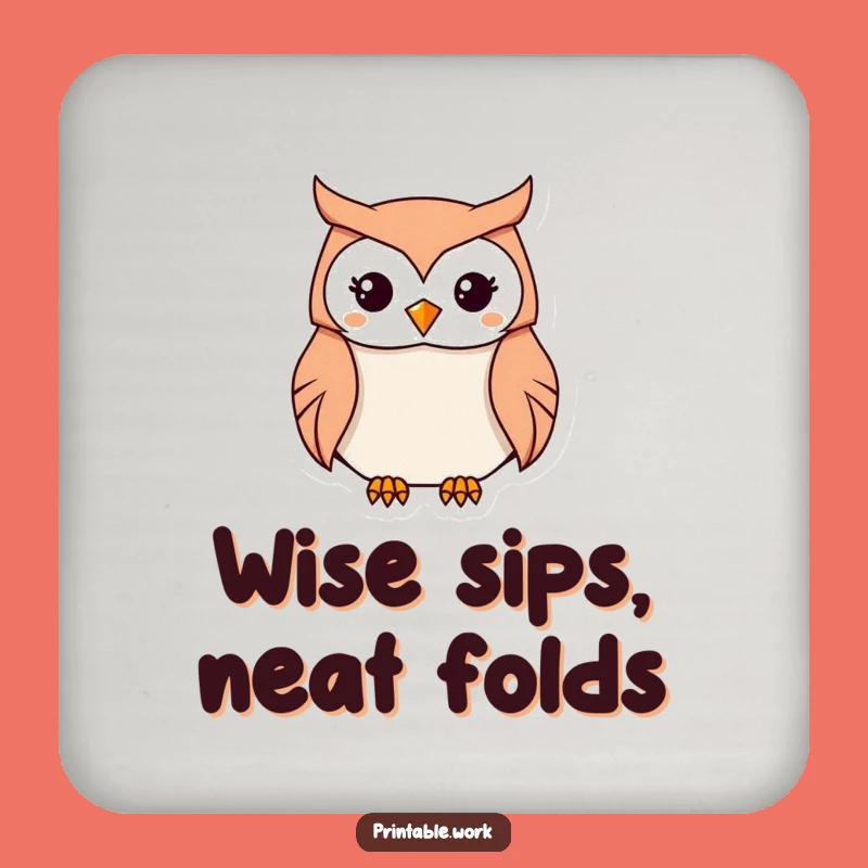 Funny Kawaii Owl Origami Drink Coaster: Protect Surfaces with This Funny Craft Accessory