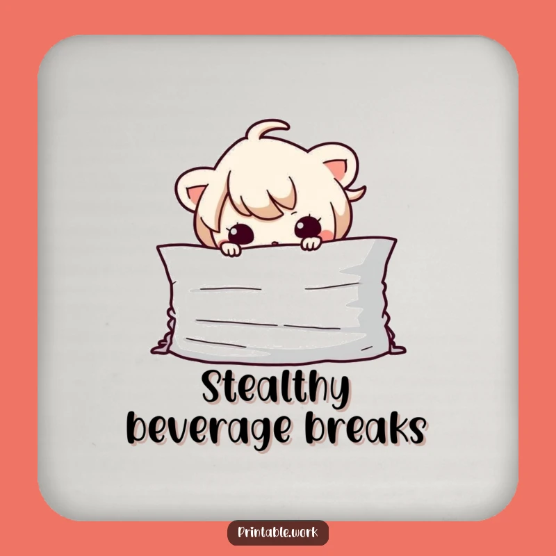 Funny Kawaii Paper Hider Drink Coasters - Protect Your Surfaces Secretly!