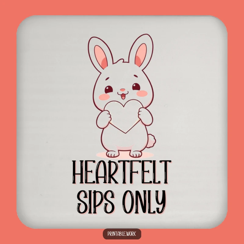 Funny Kawaii Rabbit Heart Coaster: Sip with Sentiment and Style