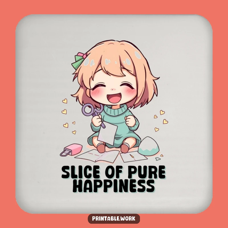 Funny Paper Craft Coaster: Giggling Character Protection, Humorous & Creative Decor