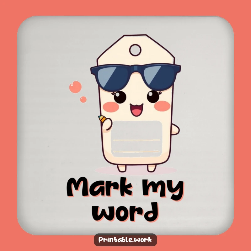 Funny Paper Tag Drink Coaster: Protect Surfaces with a Happy Sigh