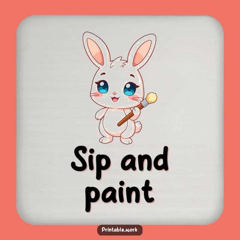 Bunny Artist Coaster - Funny Creative Drink Protection