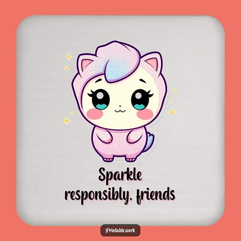 Sparkling Funny Glitter Character Drink Coaster: Protect Surfaces with Hilarious Style!