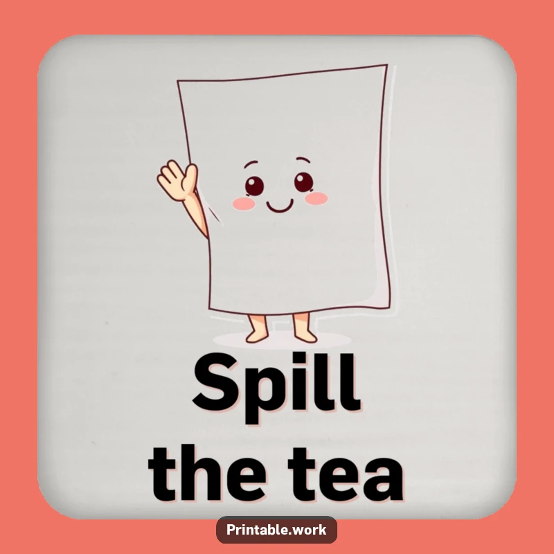 Funny Paper Character Coaster: Waving Pal, Protects Surfaces with Humor, Ideal Funny Gift