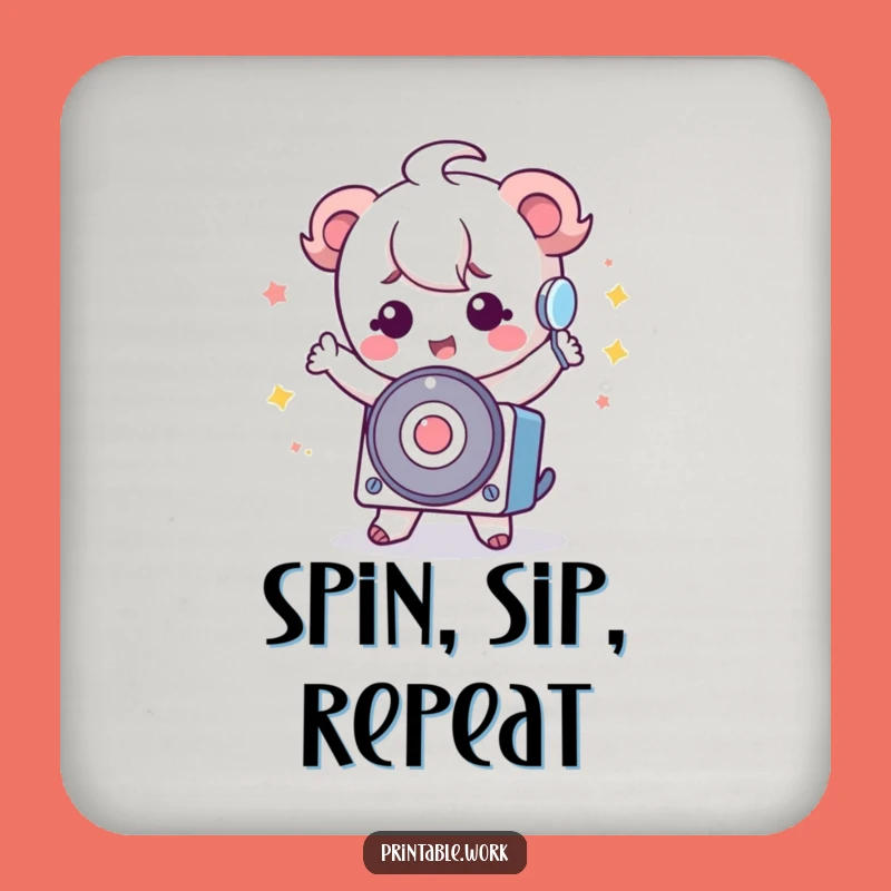 Funny Kawaii Rolodex Coaster: Silly Dance Character for Cute Drink Art