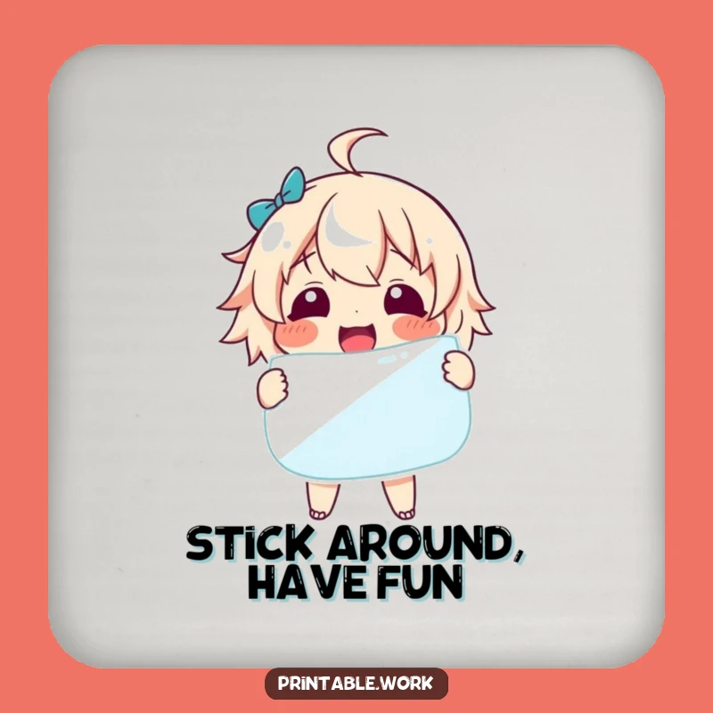 Funny Sticker Art Coaster: Delightful Character to Protect Your Surfaces