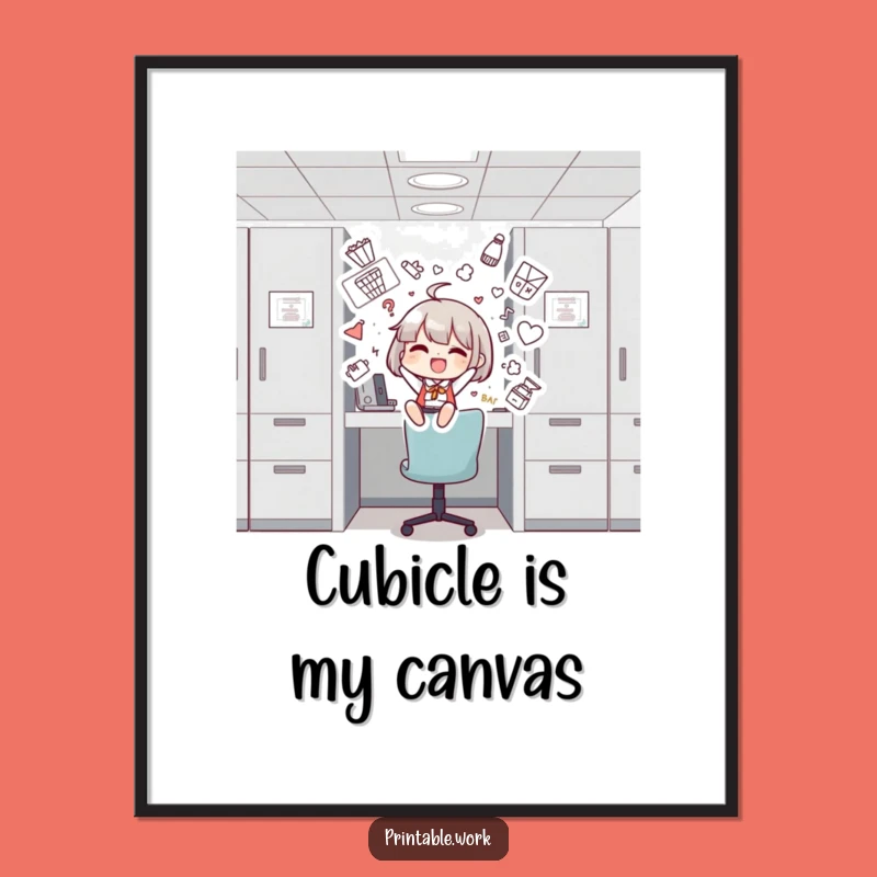 Funny Cubicle Decorator Poster - Vibrant Office Art for a Cheerful Space