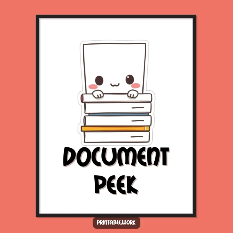 Funny Paper Poster: Peeking character, hilarious wall art for the office or home.