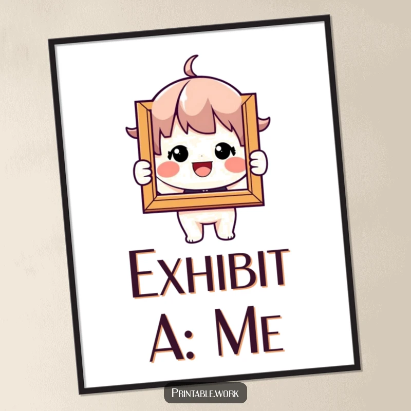 Funny Poster: Character joyfully holds a framed picture, radiating happiness and celebrating cherished memories.