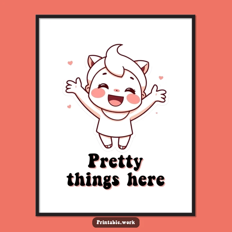 Funny Cute Decorator Character Poster: Happy Crafting Wall Art Funny Gift