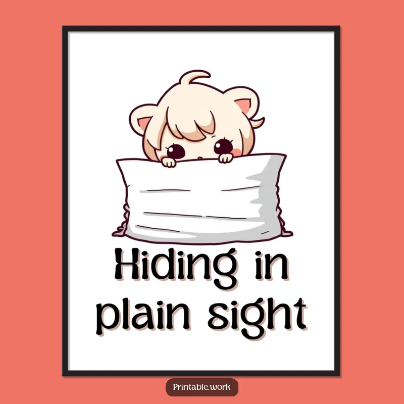 Funny Kawaii Paper Hider Poster - Add a Touch of Mischief!