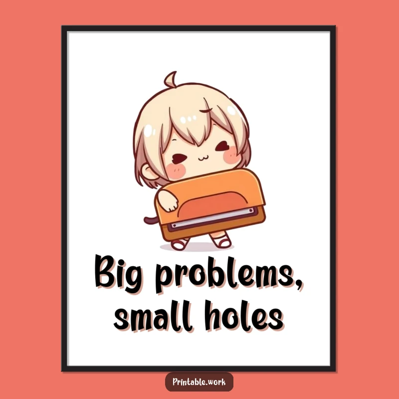 Funny Office Struggle Poster: Large Hole Punch Art, Perfect Humorous Wall Decor