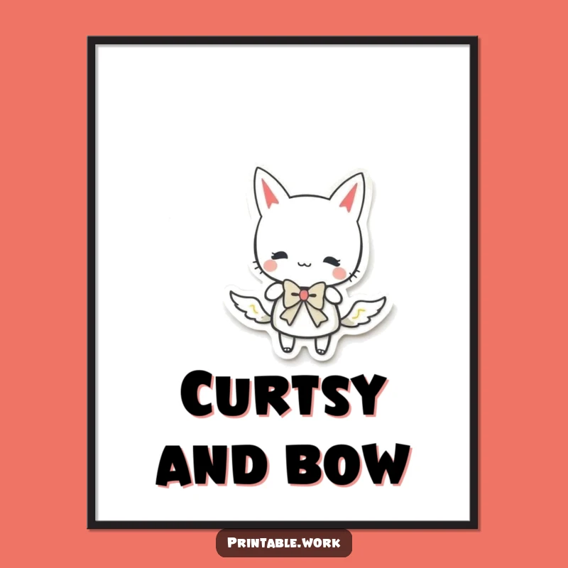 Funny Paper Character Curtsy Poster: Elegant Wall Art with Humor