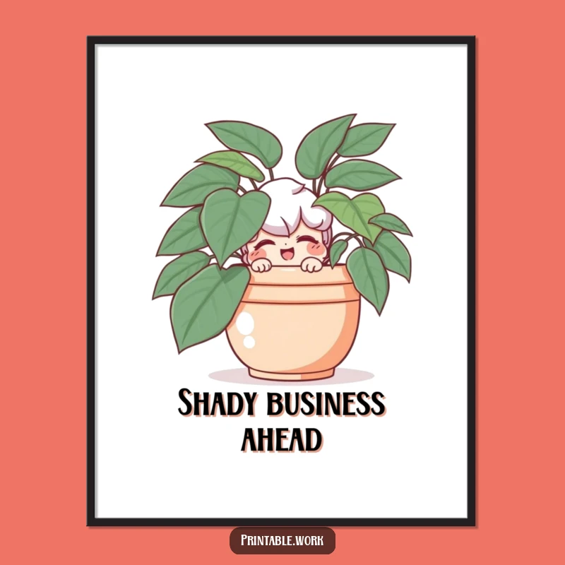 Funny Playful Art Poster: Character Hiding with Wink for Quirky Funny Gift