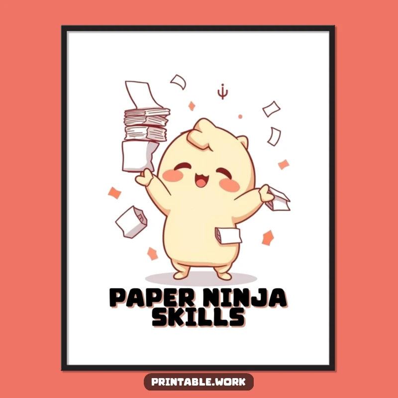 Funny Playful Kawaii Juggling Paper Poster - Inspiring & Hilarious Wall Art