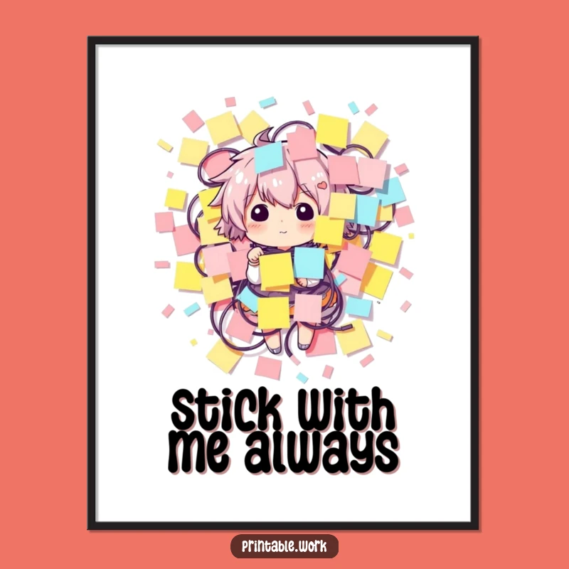 Funny Sticky Note Overload Character Poster - Hilarious Workspace Decor