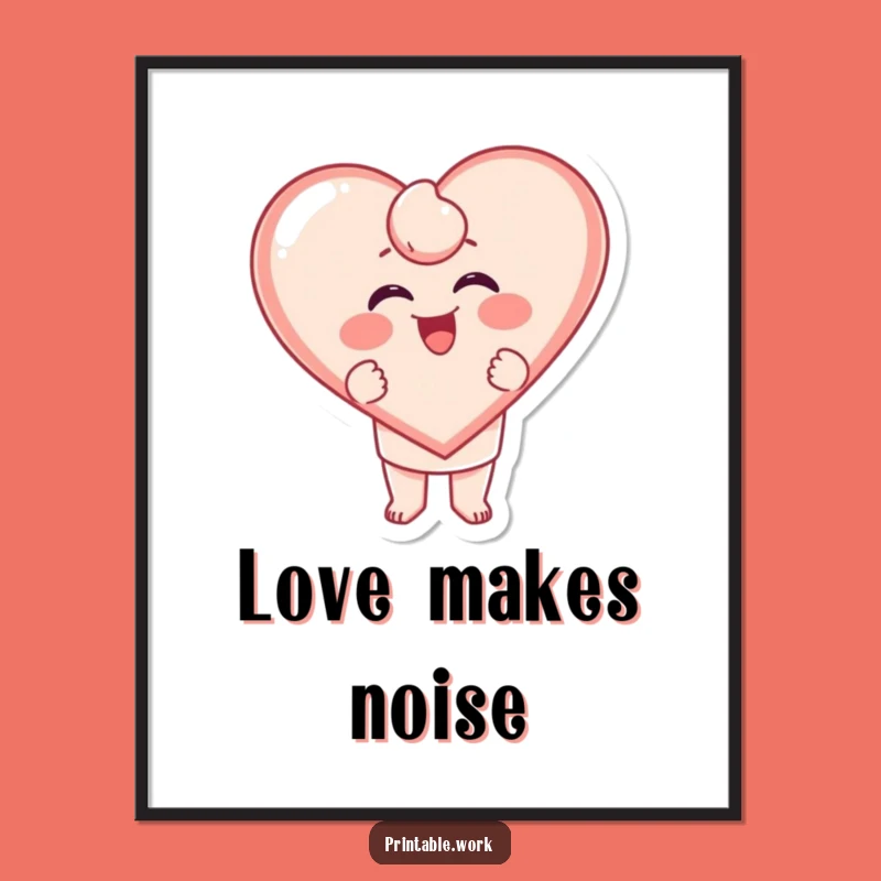 Funny Stamping Heart Poster - Giggling Love Art - Gift for Decor