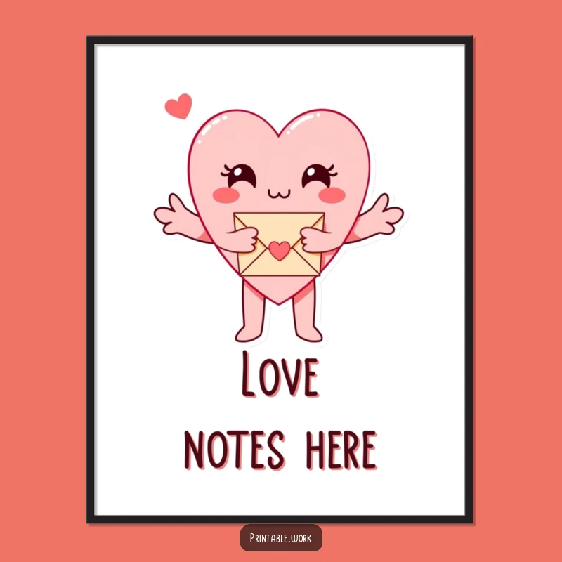 Funny Paper Heart Poster: Hugging Love Art for a Romantic Room