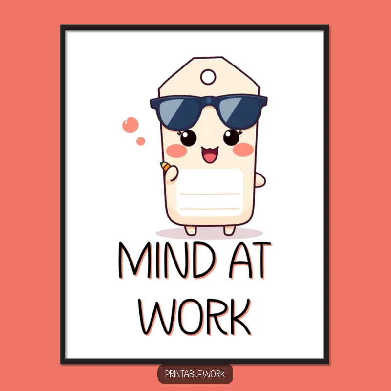 Funny Paper Tag Poster: Happy Sigh Pencil Art for a Brighter Room