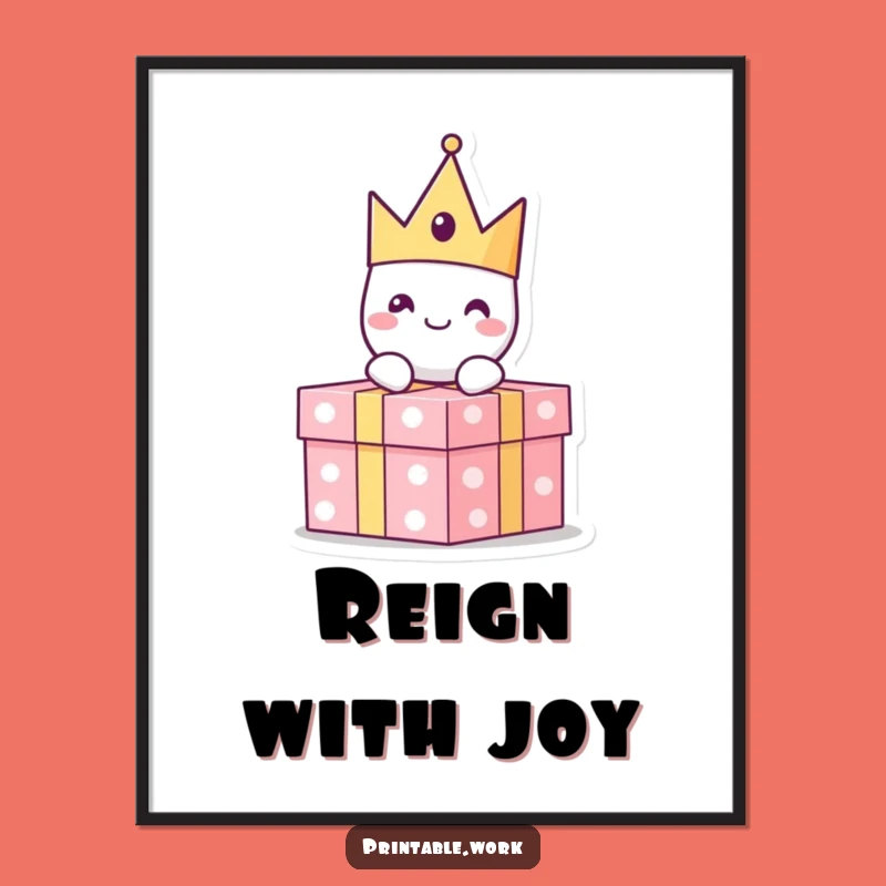 Funny Paper Crown Poster: Festive Character Art for Celebratory Decor Gift