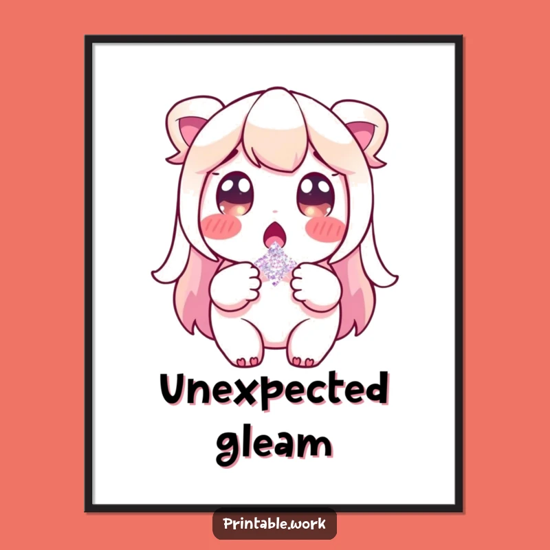 Funny Glitter Surprise Art Poster - Surprised Character Sparkle Decor Gift