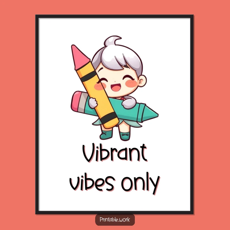 Funny Happy Crayon Character Poster: Brighten Your Walls with Cheerful Art