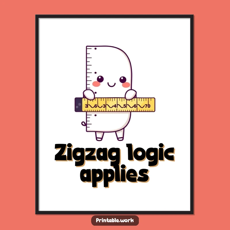 Geometric Giggles: Funny Ruler Zigzag Art Print for Your Wall