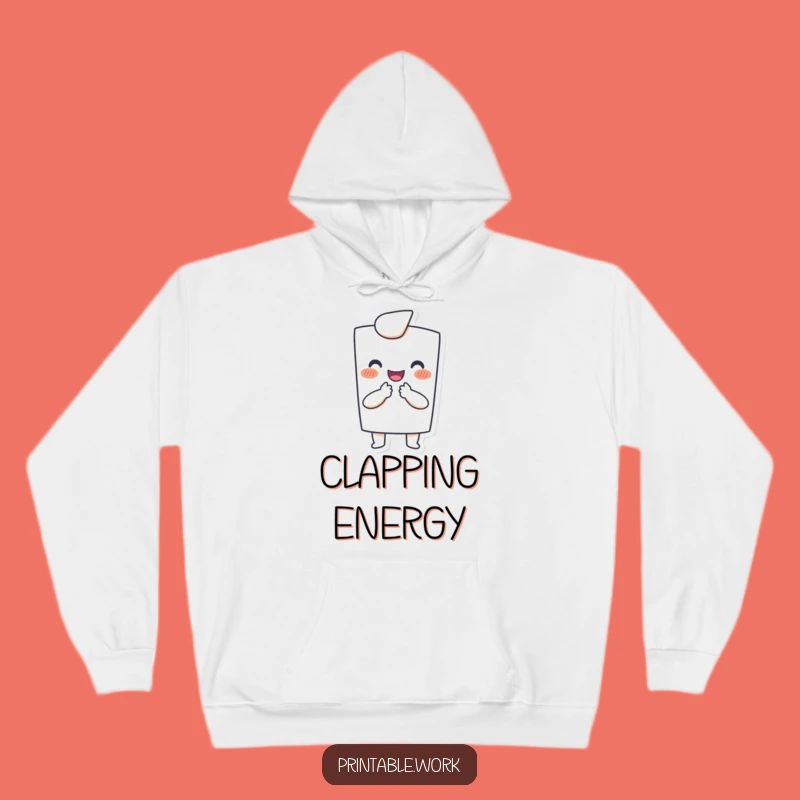 Funny Paper Hoodie: Happy clapping character, cozy and hilarious for spreading cheer.