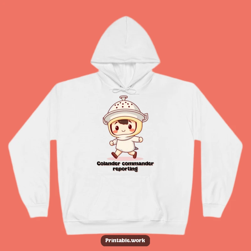 Cozy Funny Kawaii Colander Helmet Hoodie - Marching Character Warmth Gift