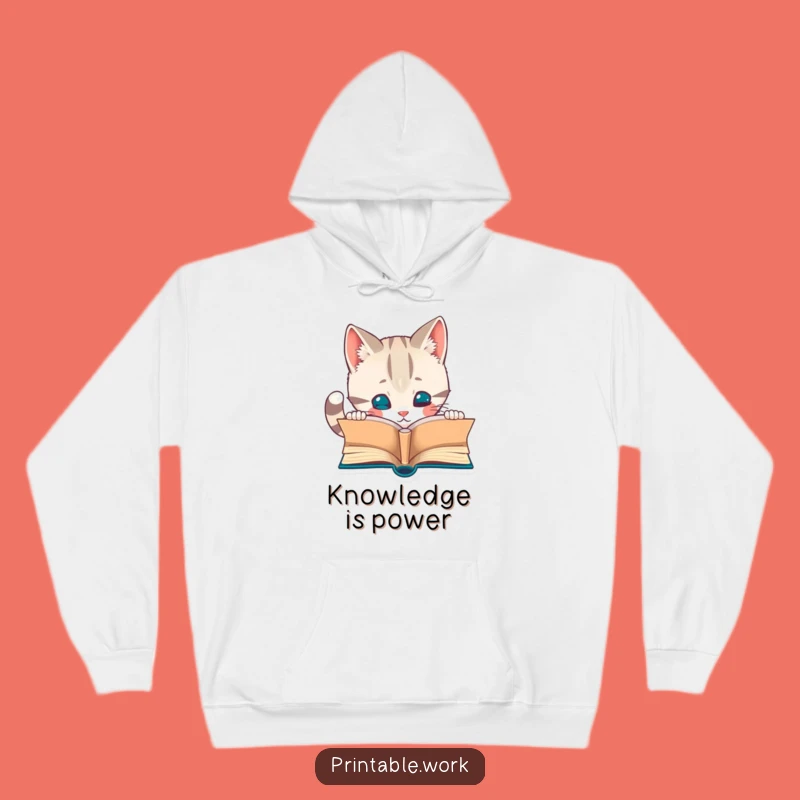 Funny Curious Cat Hoodie: Cozy Book Lover Gift for Chilly Reading Sessions