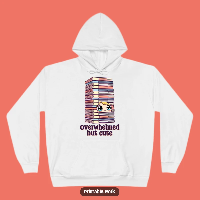Funny Overwhelmed Hoodie: Cozy Comfort with File Shock, Perfect Funny Gift