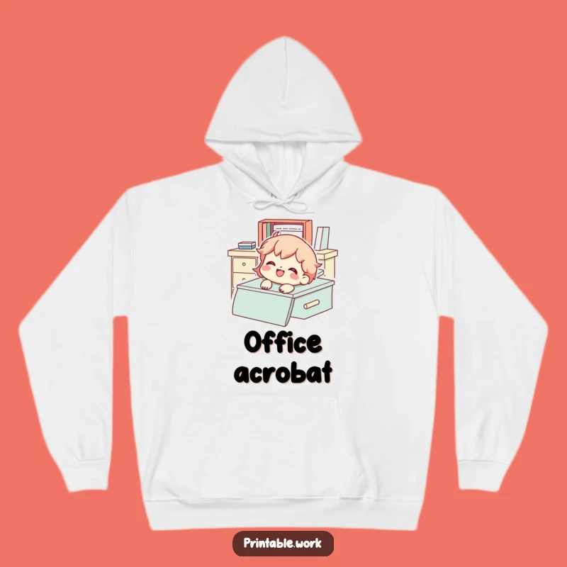 Funny Desk Sliding Character Hoodie - Cozy Playfulness, The Ultimate Funny Gift