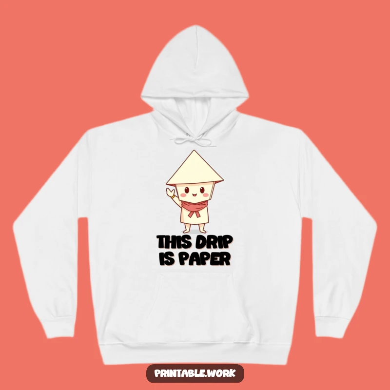 Funny Paper Posed Hoodie: Dapper Character with Hat, Cozy and Stylish Humorous Gift