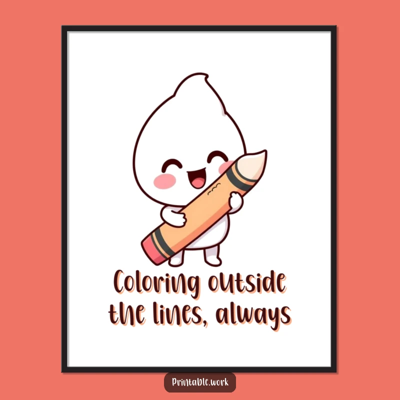 Happy Kawaii Drawing- Free Printable Wall Art - Funny Downloadable Decor!