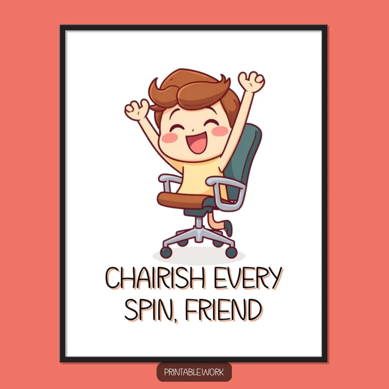 Free Printable Funny Wall Art: Office Chair Dance Party, Humorous Decor Download