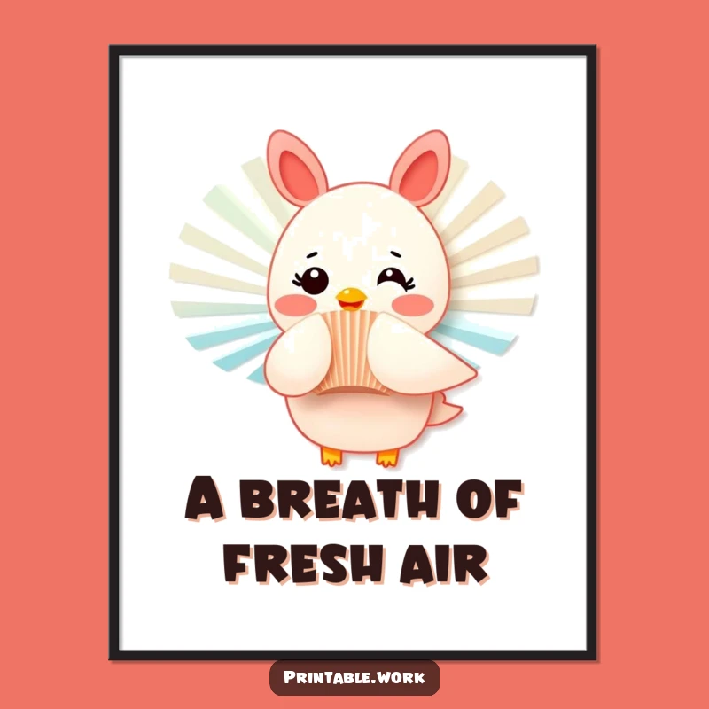 Free Printable Wall Art: Fluttering Fan Funny Downloadable Decor for a Breezy Atmosphere