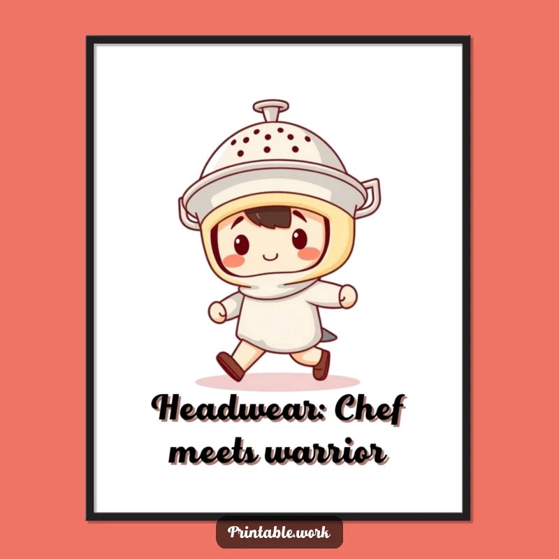 Free Printable Wall Art: Funny Colander Helmet Kawaii Marching Decor