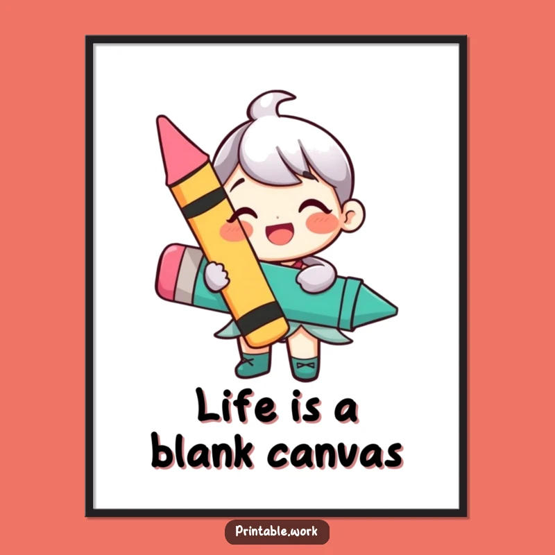 Free Printable Wall Art: Funny Crayon Character Bringing Color to Your Space