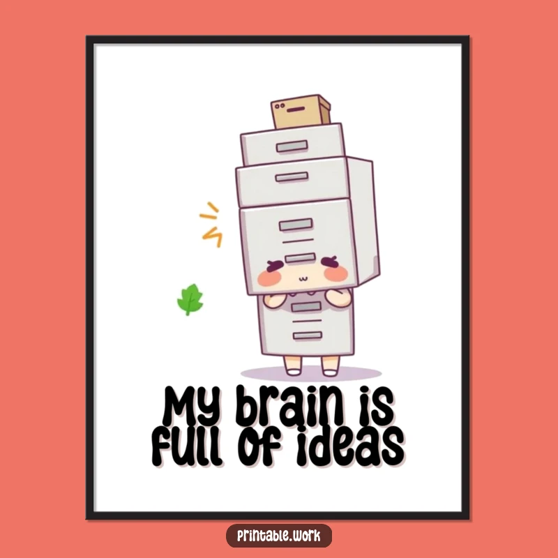 Free Printable Wall Art: Funny Filing Cabinet Hat, Downloadable Quirky Home Decor