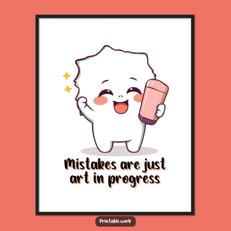 Free Printable Wall Art: Giggling Eraser Character for Playful Decor