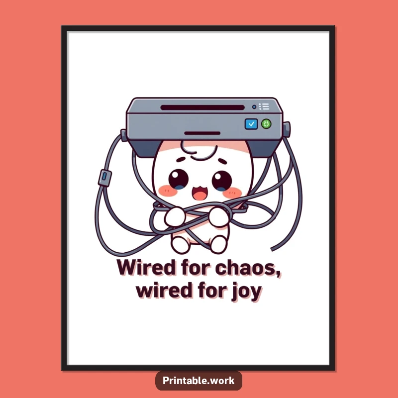 Free Printable Wall Art: Tangled Kawaii Tech Mishap for Surprised Home Decor Download