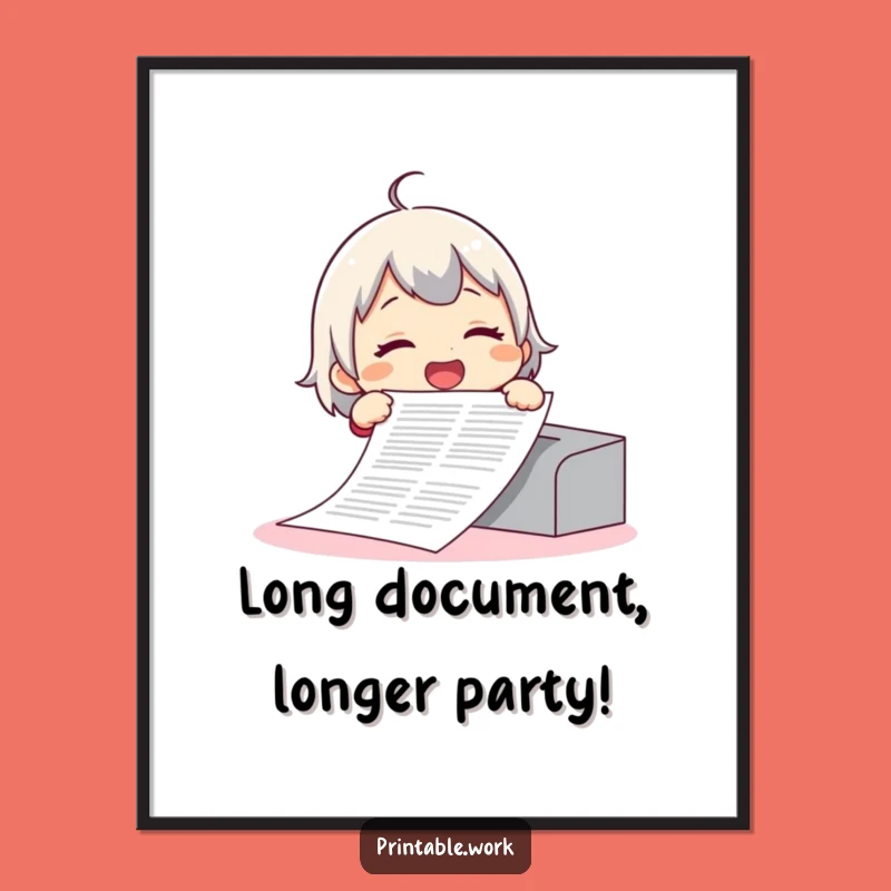 Funny Free Printable Wall Art: Giggling Character's Absurdly Long Print